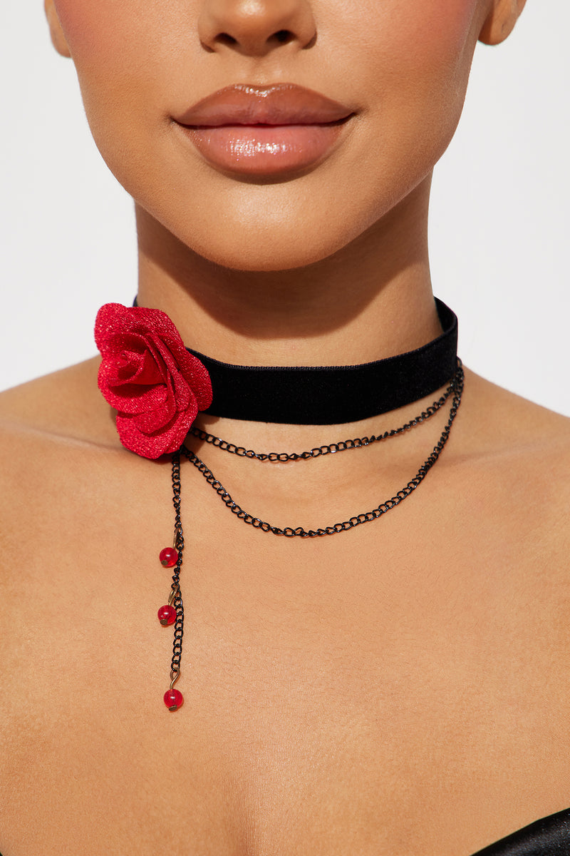 Rose Garden Choker Necklace Black Red Fashion Nova Jewelry