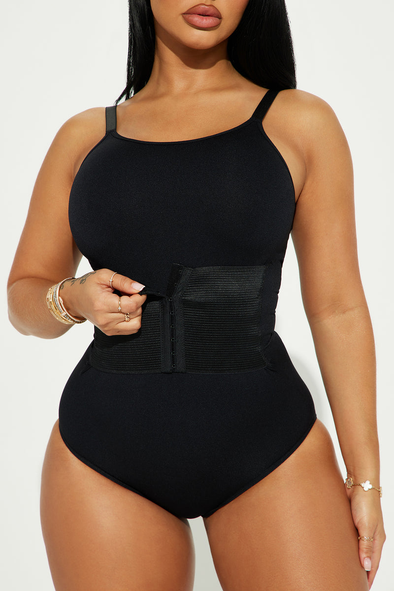 Flaunt It Waist Cinching Shapewear Bodysuit - Black