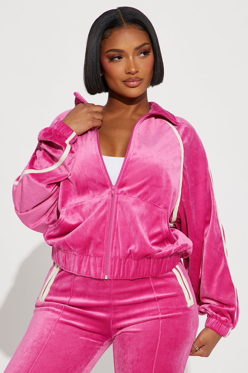 Pink velour jogger best sale set