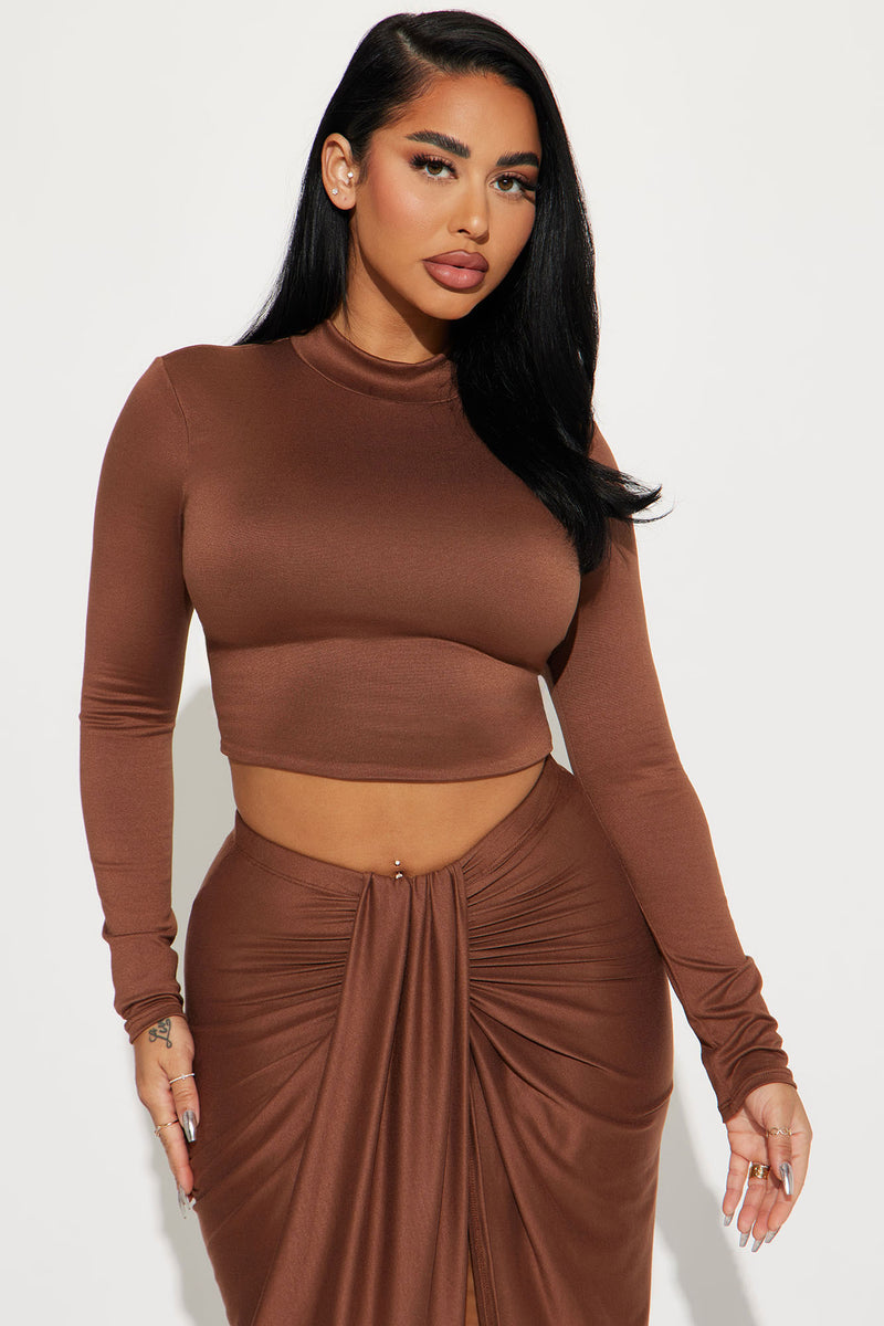 Lanie Long Sleeve Maxi Skirt Set - Brown | Fashion Nova, Matching Sets | Fashion Nova