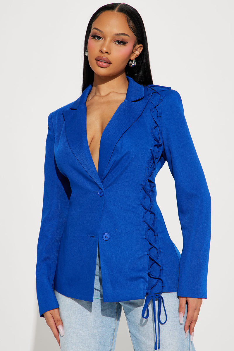 All Laced Up Blazer Royal Fashion Nova, Jackets & Coats Fashion Nova