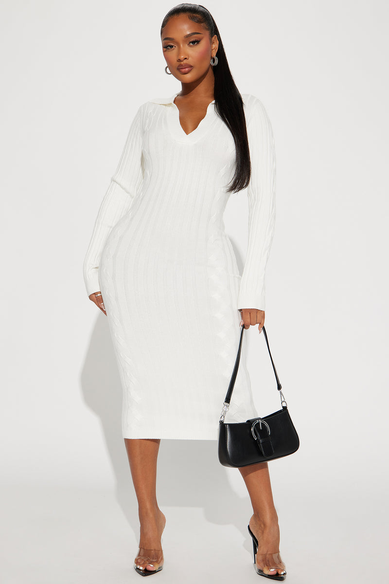 Zahra Sweater Midi Dress Off White Fashion Nova Dresses