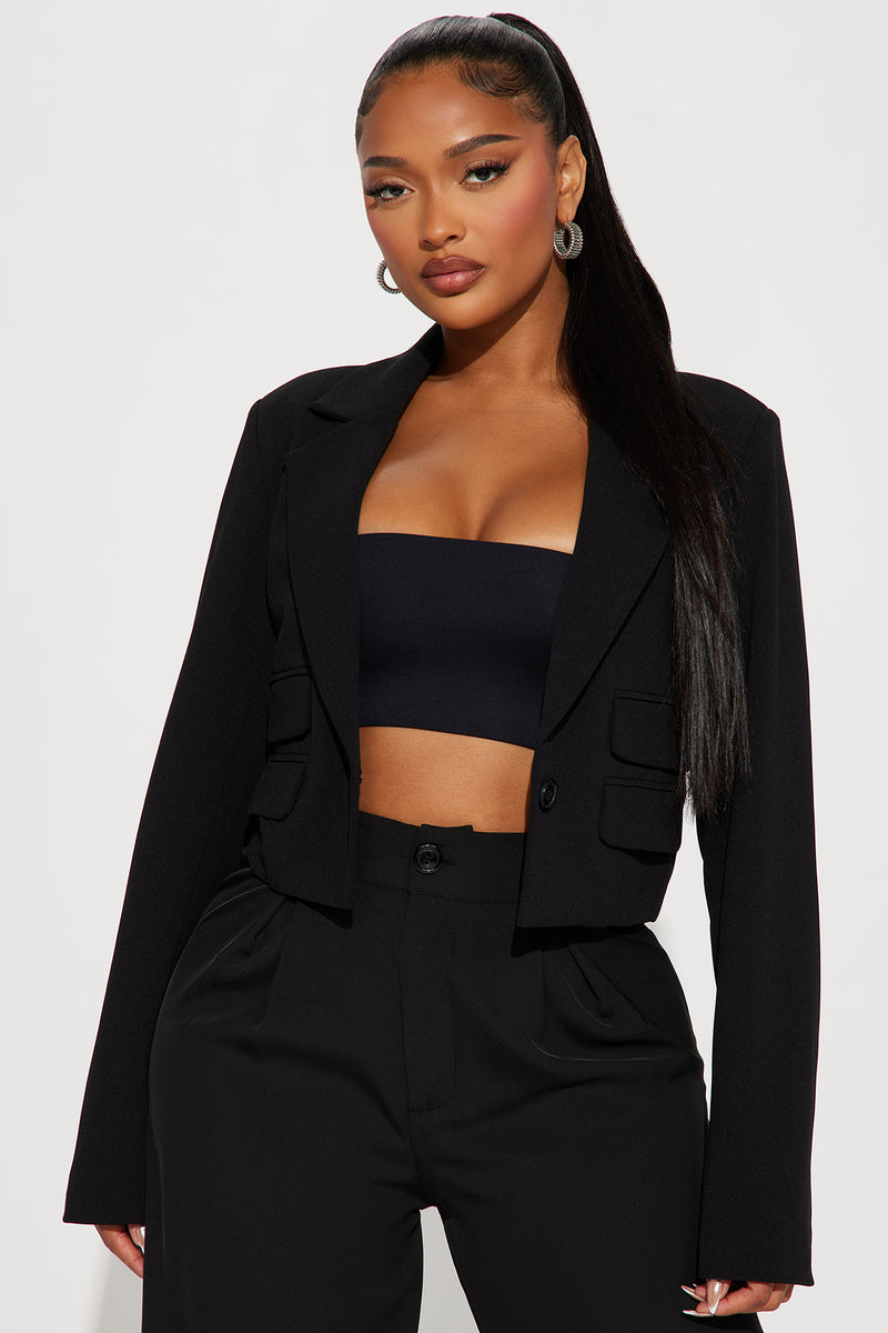 Cropped blazer jacket womens new arrivals