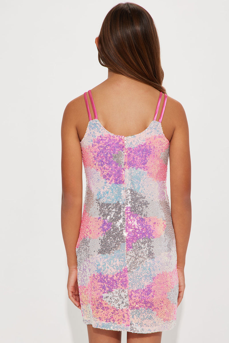 Mini Pink Camo Glitter Dress - Pink/combo | Fashion Nova, Kids Dresses | Fashion Nova
