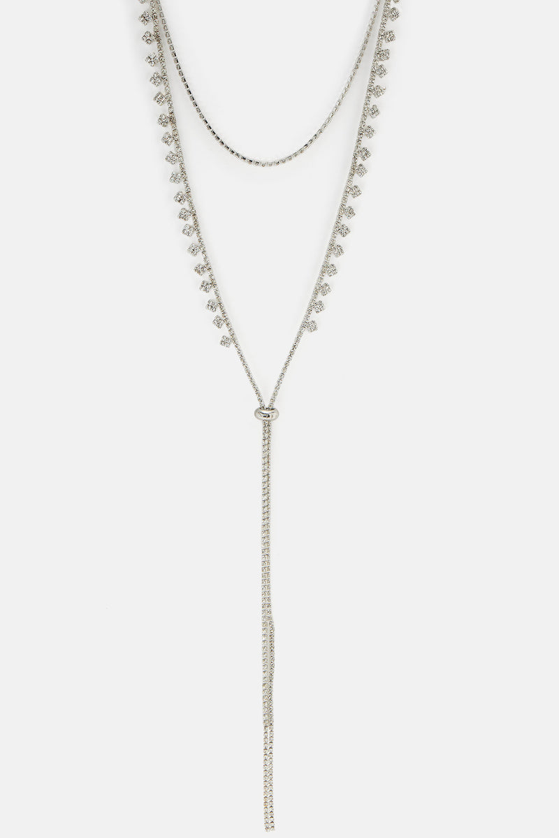 Too Many Diamonds Lariat Necklace Silver Fashion Nova, Jewelry