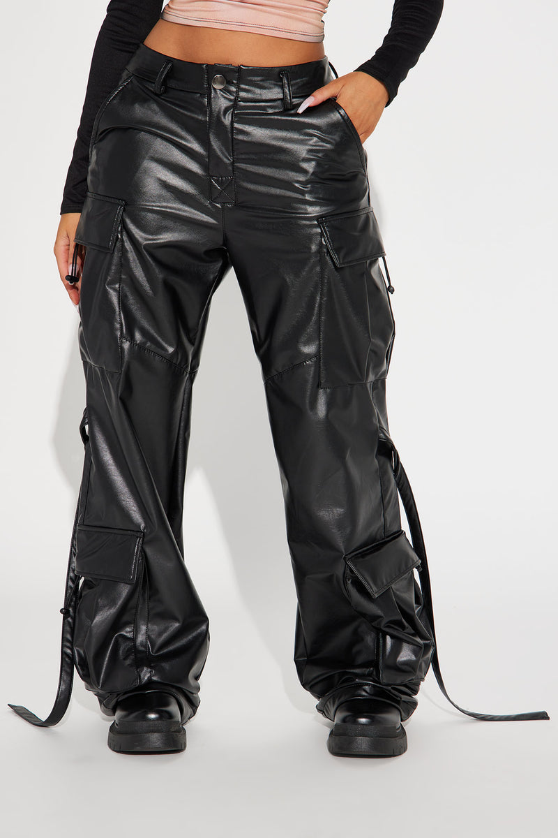 Tokito Recycled Blend Straight Leg Faux Leather Pants In Black