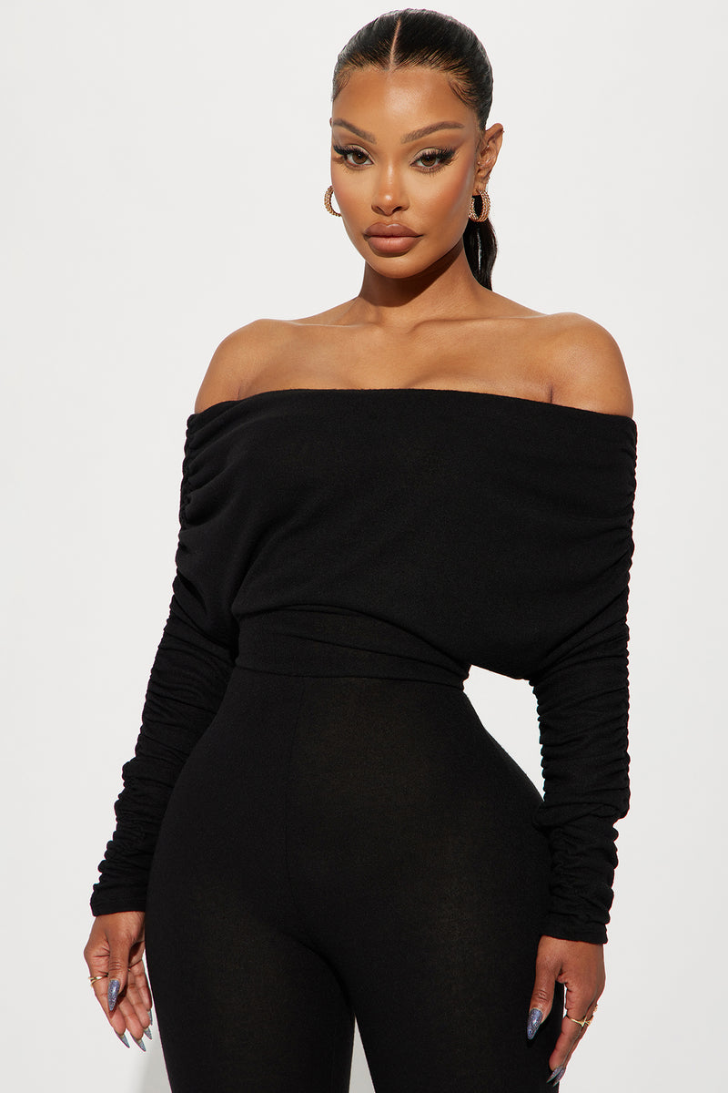 Off the shoulder store jumpsuit fashion nova
