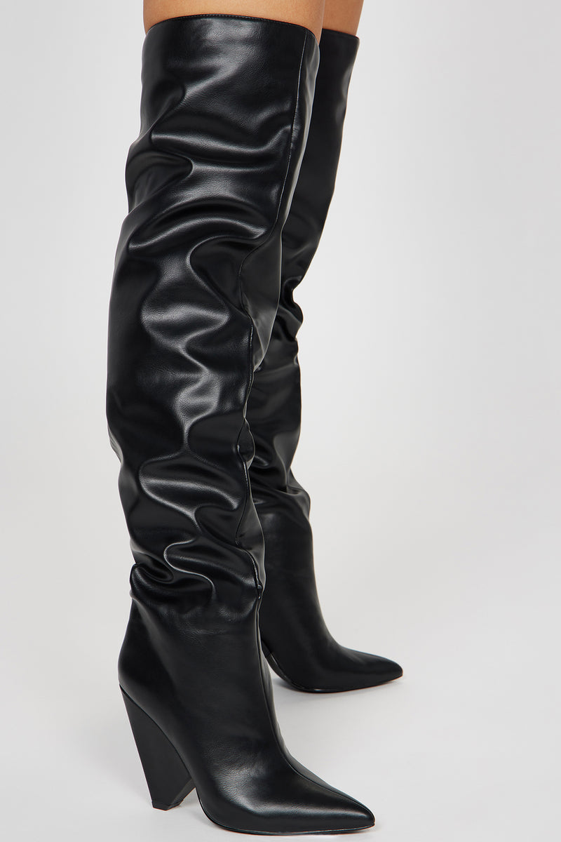 Black thigh high boots size 11 clearance