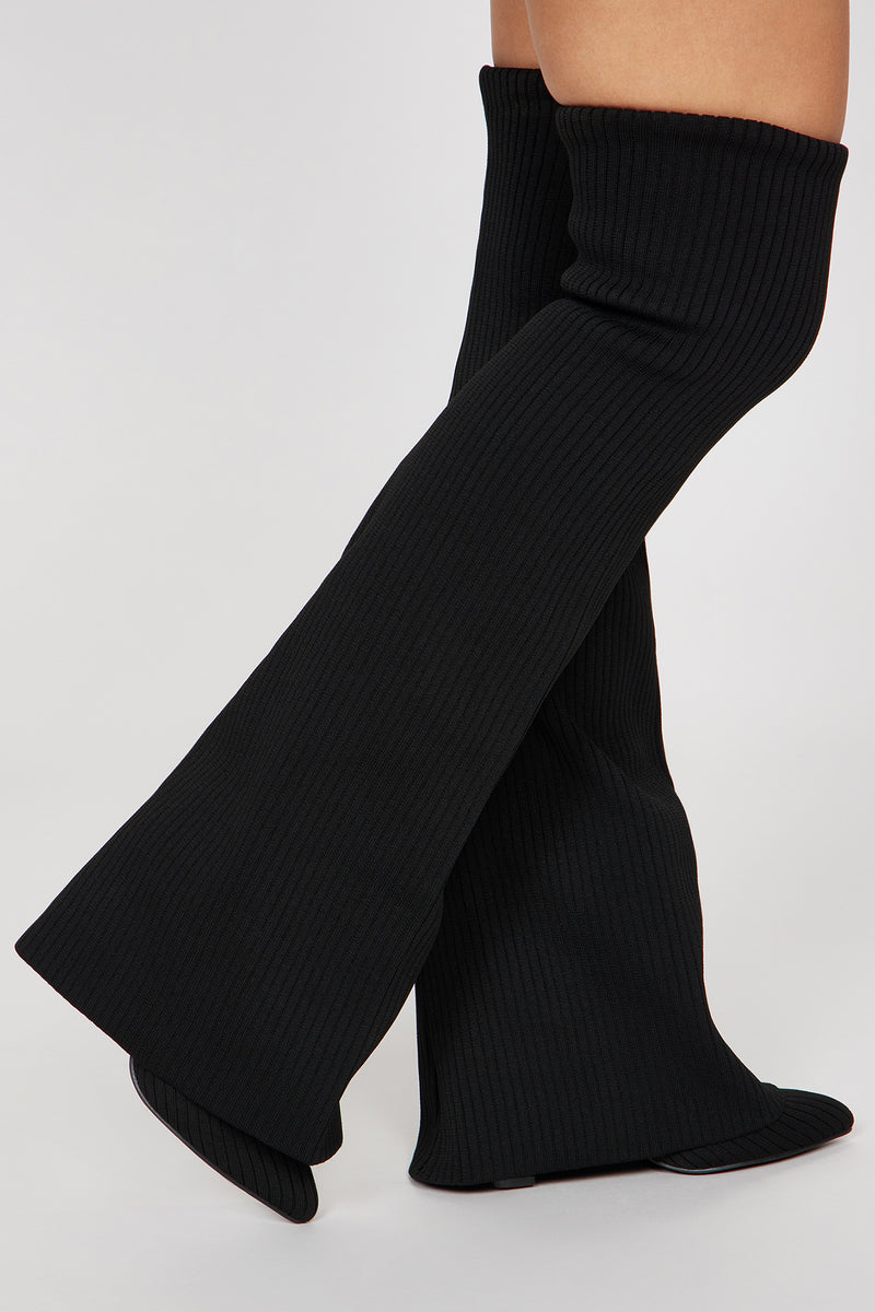 Out Of Sight Over The Knee Boots Black Fashion Nova Shoes