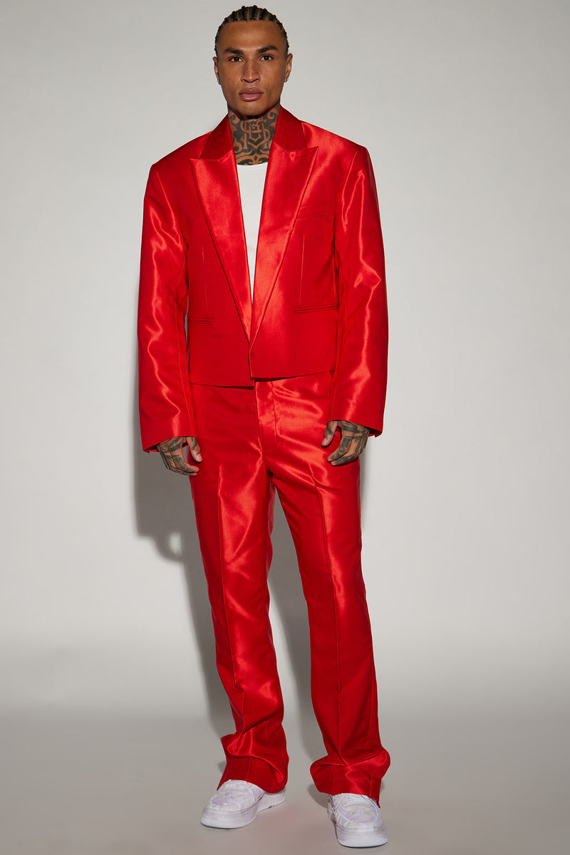 Money Routine Cropped Suit Jacket Red Fashion Nova Mens