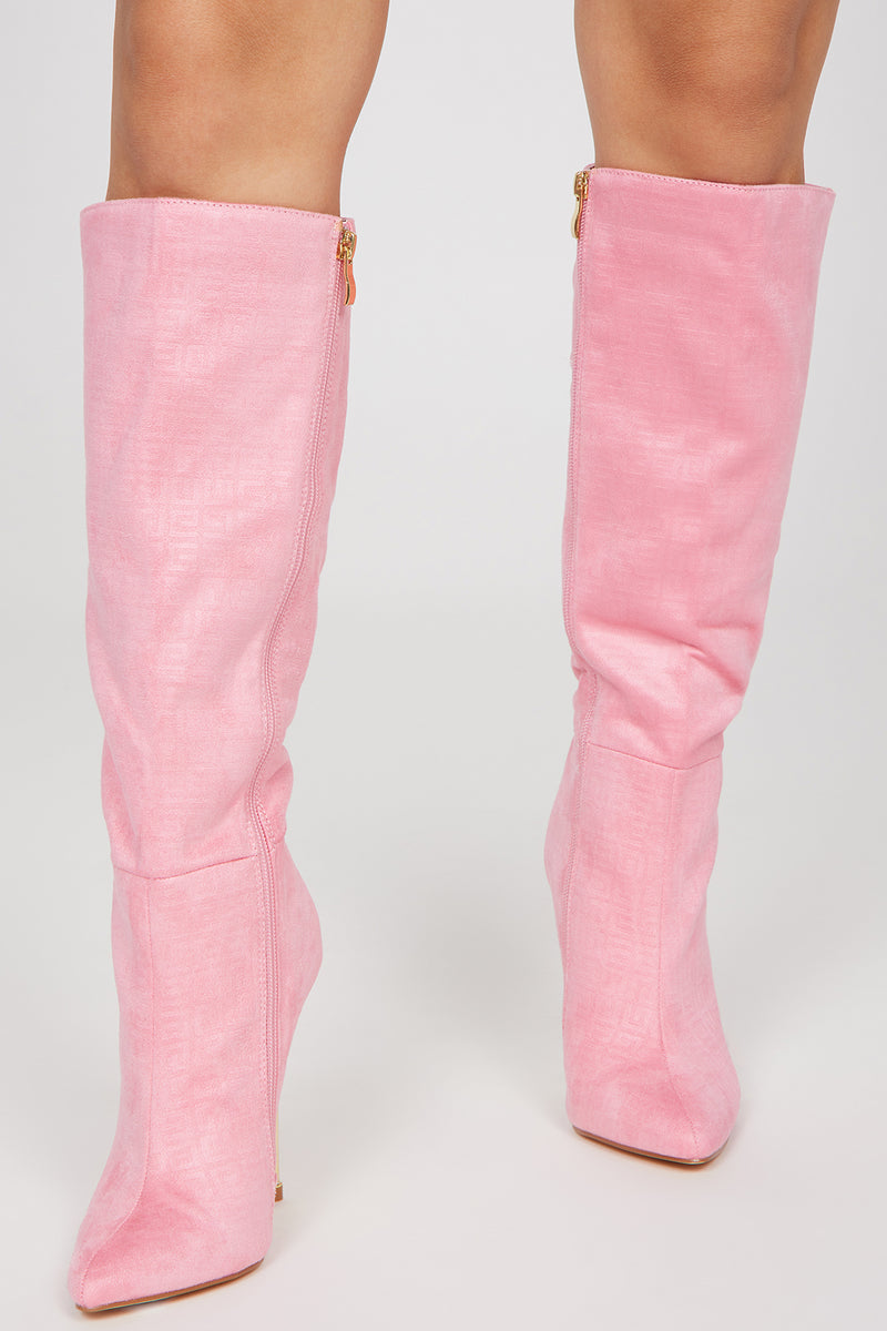 Need Some Clarity Knee High Boots Pink Pink Fashion Nova