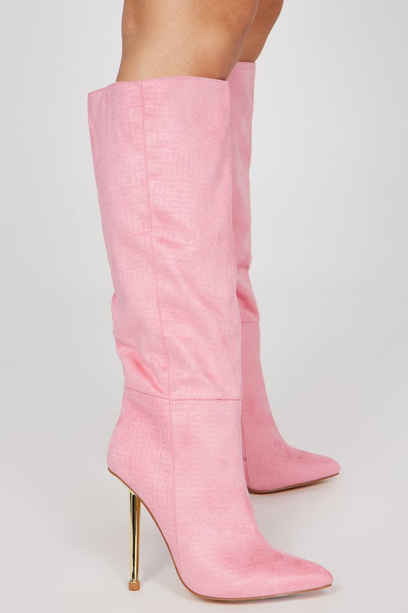Hot pink sales knee high boots