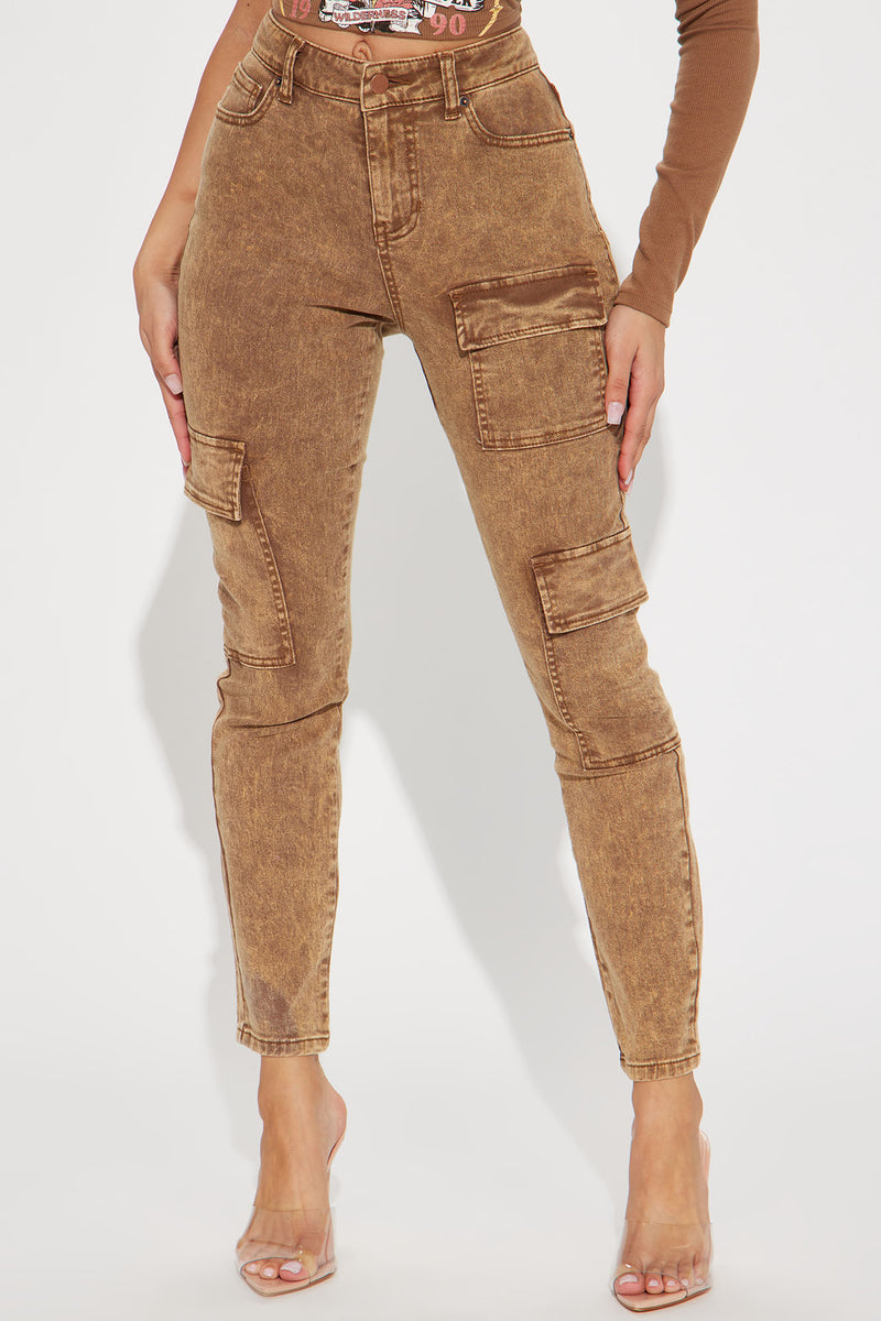 brown skinny pants womens