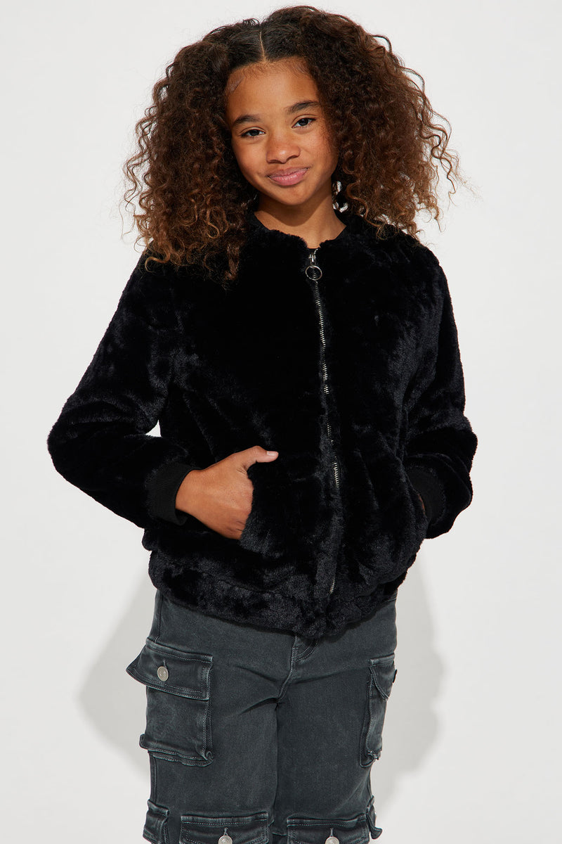 Girls fur deals bomber jacket