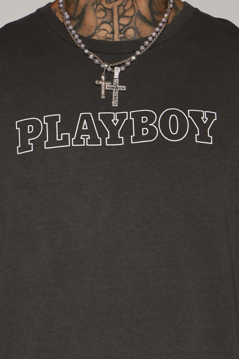 Playboy Metallic Logo Short Sleeve Tee Black Fashion Nova, Mens