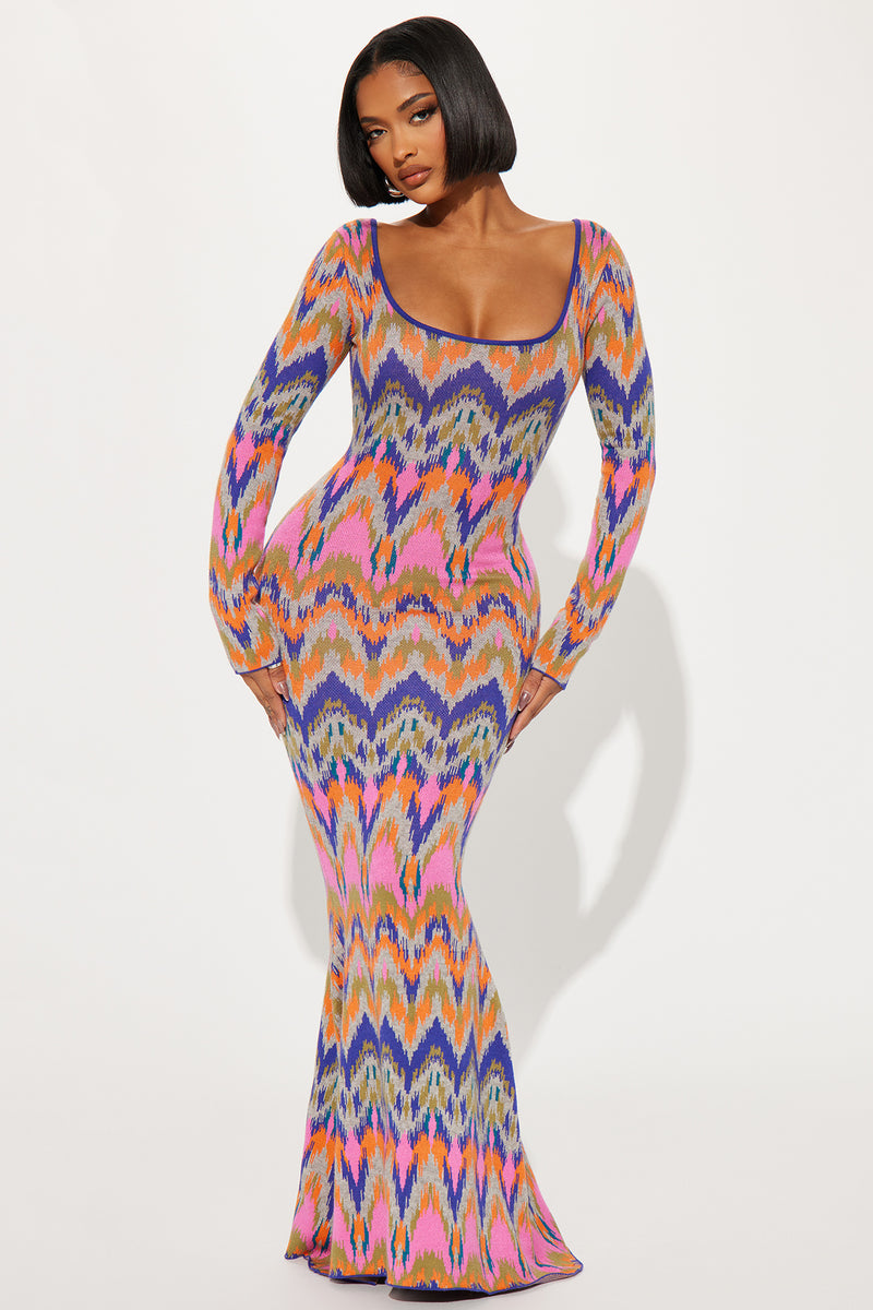 Trista Sweater Maxi Dress Multi Color Fashion Nova, Dresses