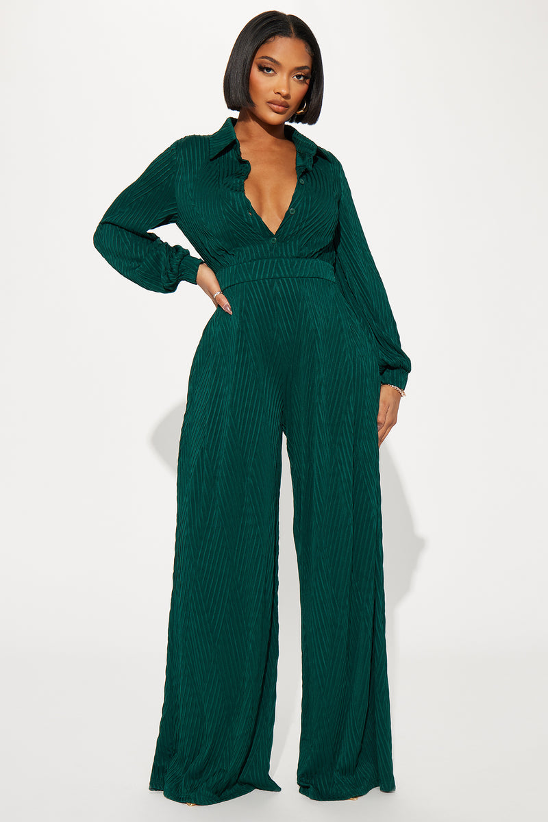 Outside The Lines Jumpsuit Hunter Fashion Nova, Jumpsuits Fashion