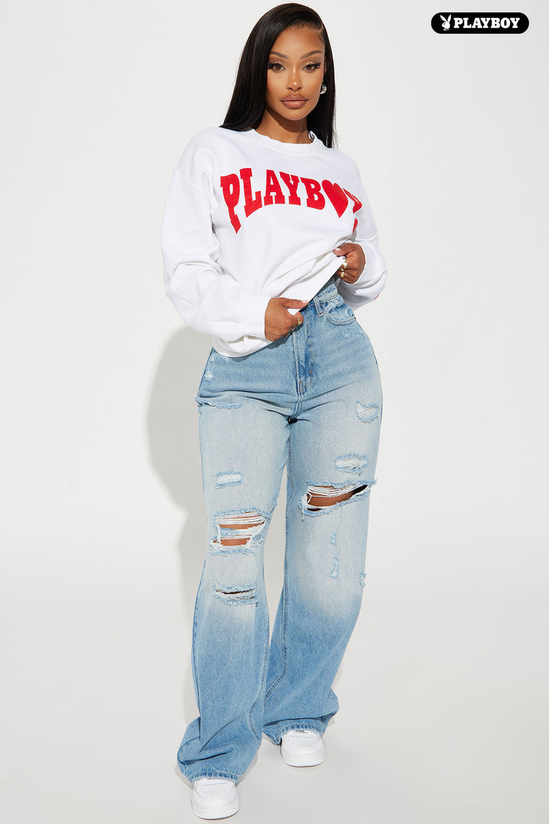 Playboy Love Sweatshirt Ivory Fashion Nova Screens Tops and
