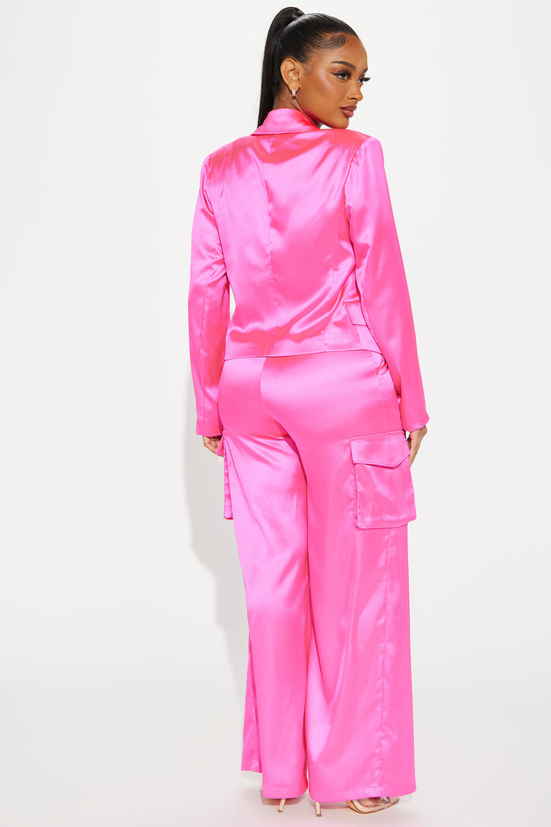 Pink satin suit womens online