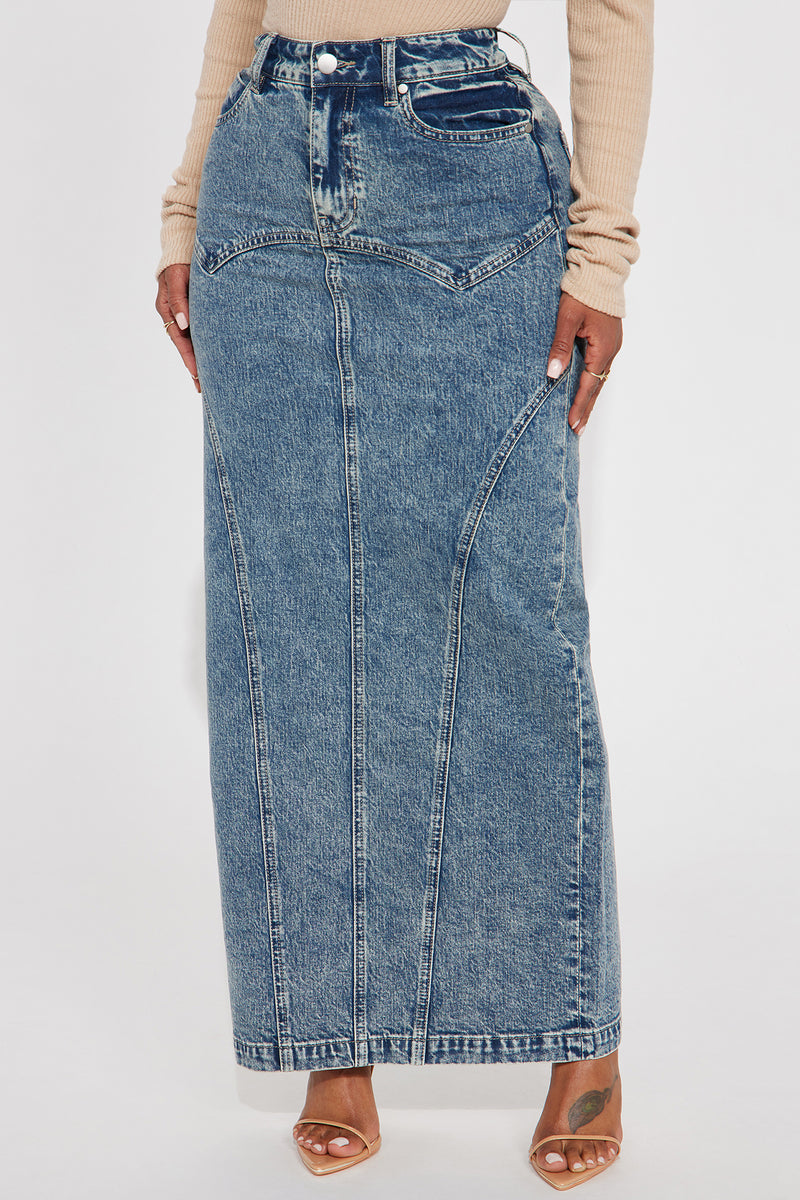 Wrap Denim Maxi Skirt in Dirty Wash main image 0