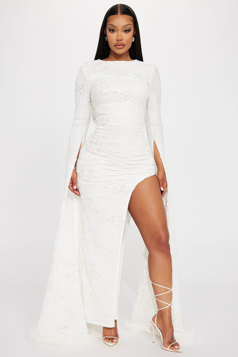 Viviane Velvet Gown White