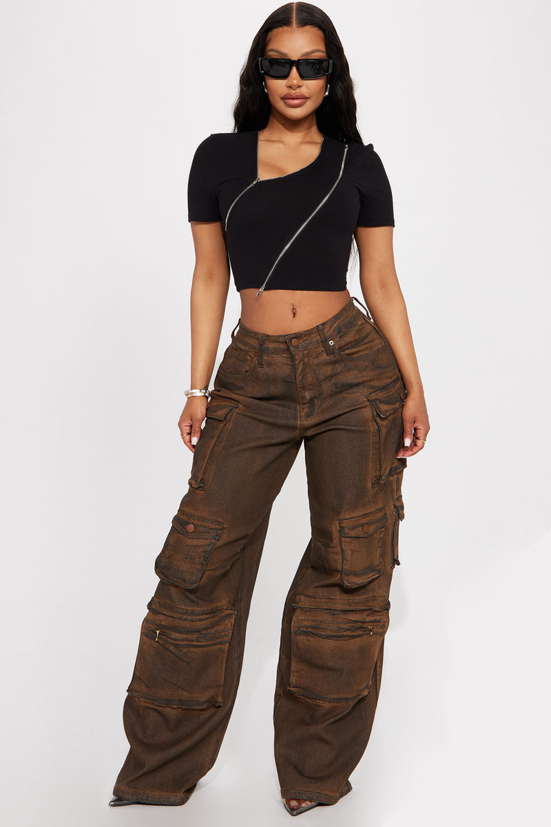 Zipper up crop top fashion nova Clearance