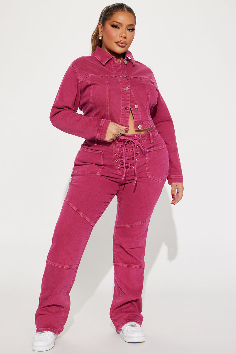 Oasis Stretch Cropped Denim Jacket Pink Fashion Nova, Denim Jackets