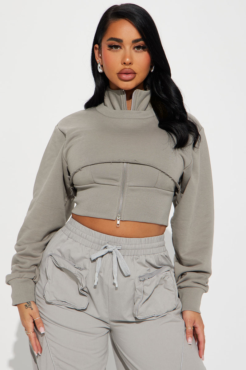 Zipper up crop deals top fashion nova