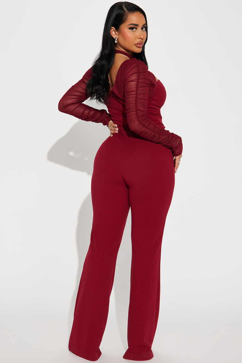 Fashion nova burgundy jumpsuit 2025