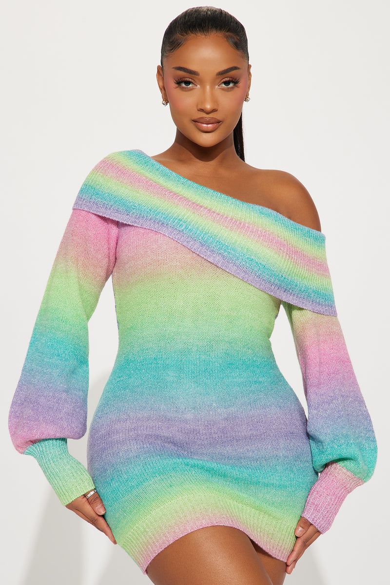 Rainbow sweater outfit on sale