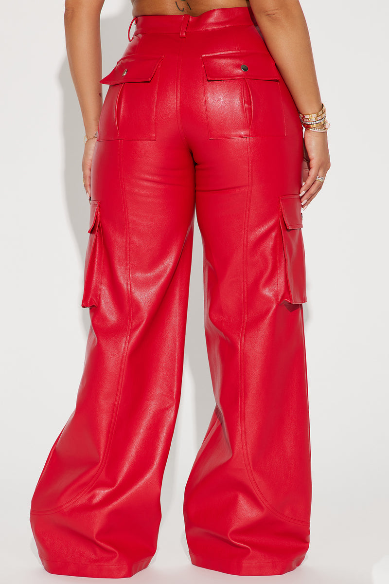 On My Best Behavior Faux Leather Pant - Red