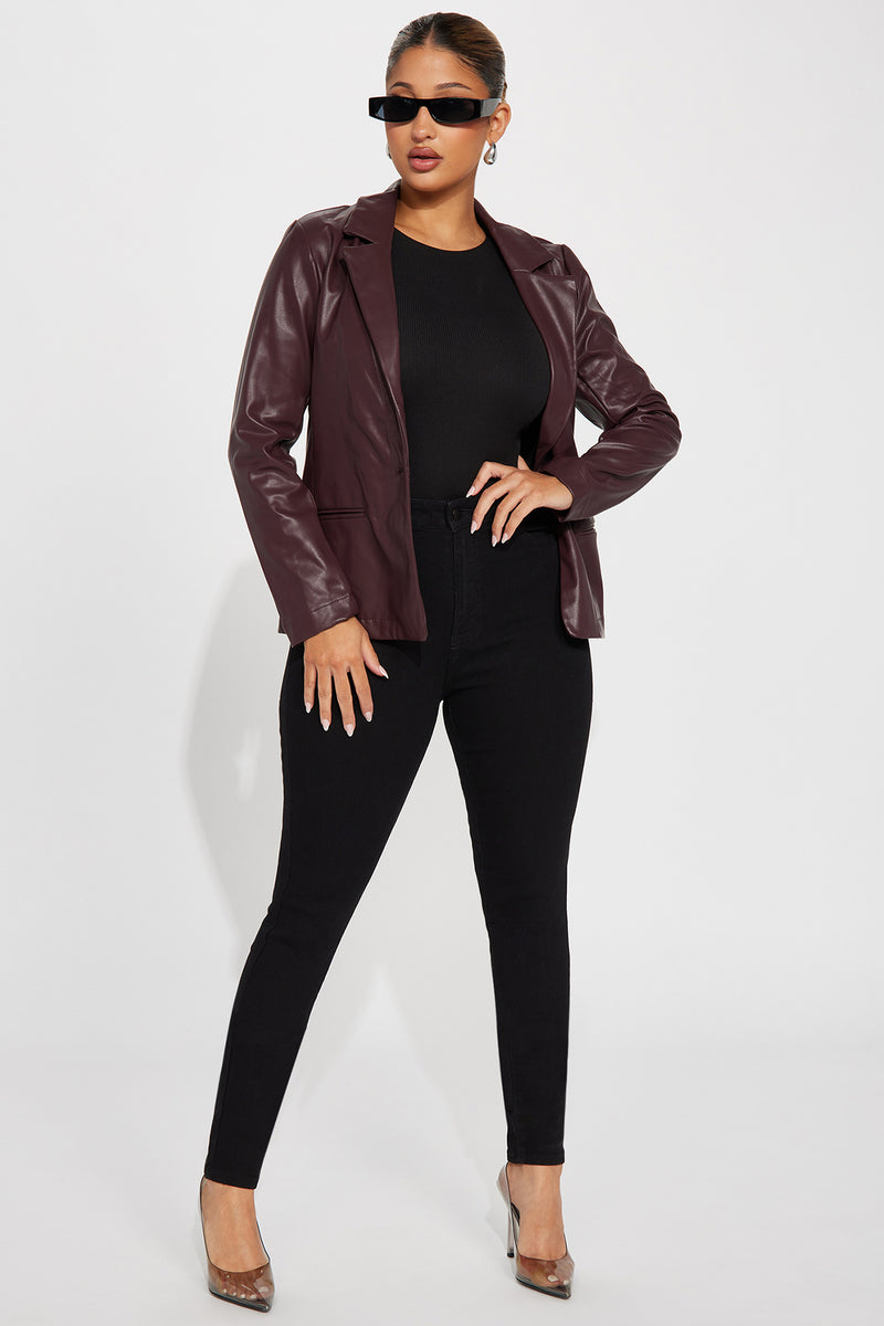 Plum faux deals leather jacket