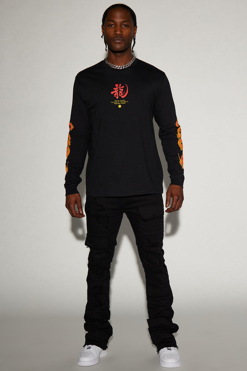 Eastern Spirit Long Sleeve Tee Black Fashion Nova Mens Screen