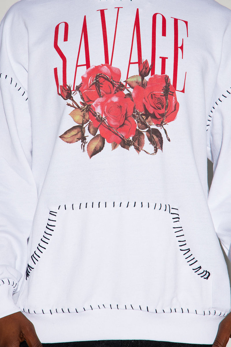 White sweatshirt shop with roses