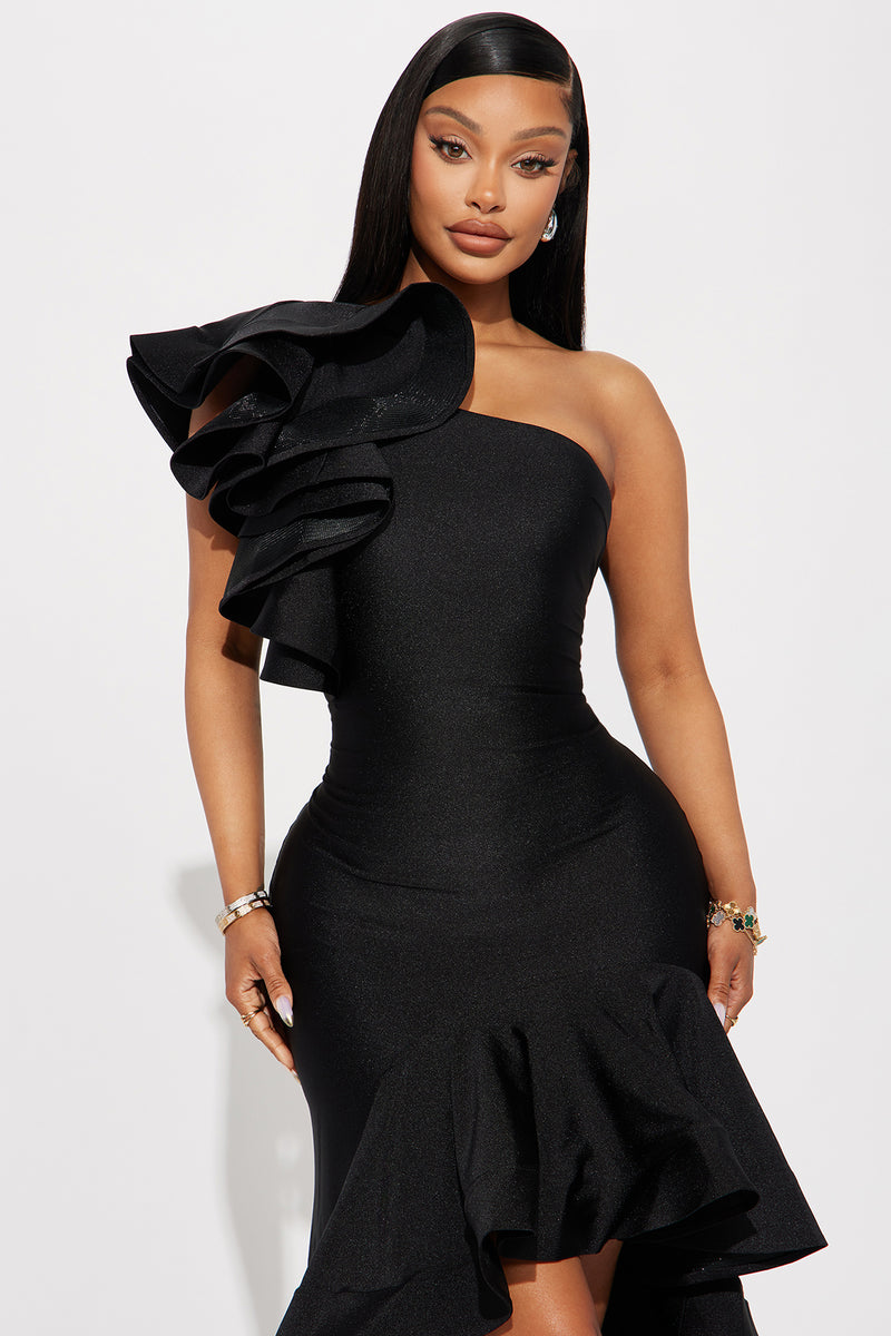 Rebecca Ruffle Gown - Black | Fashion Nova, Dresses | Fashion Nova