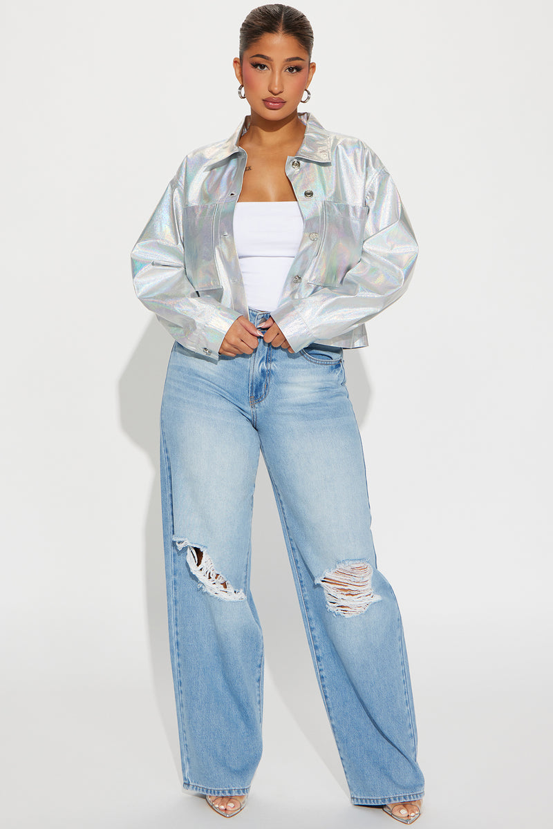Fashion nova metallic jacket top