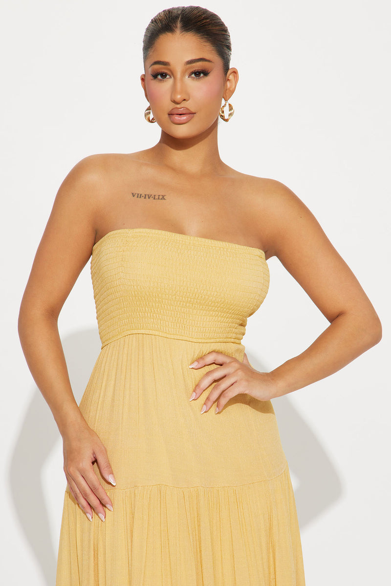 Mustard yellow tube dress sale