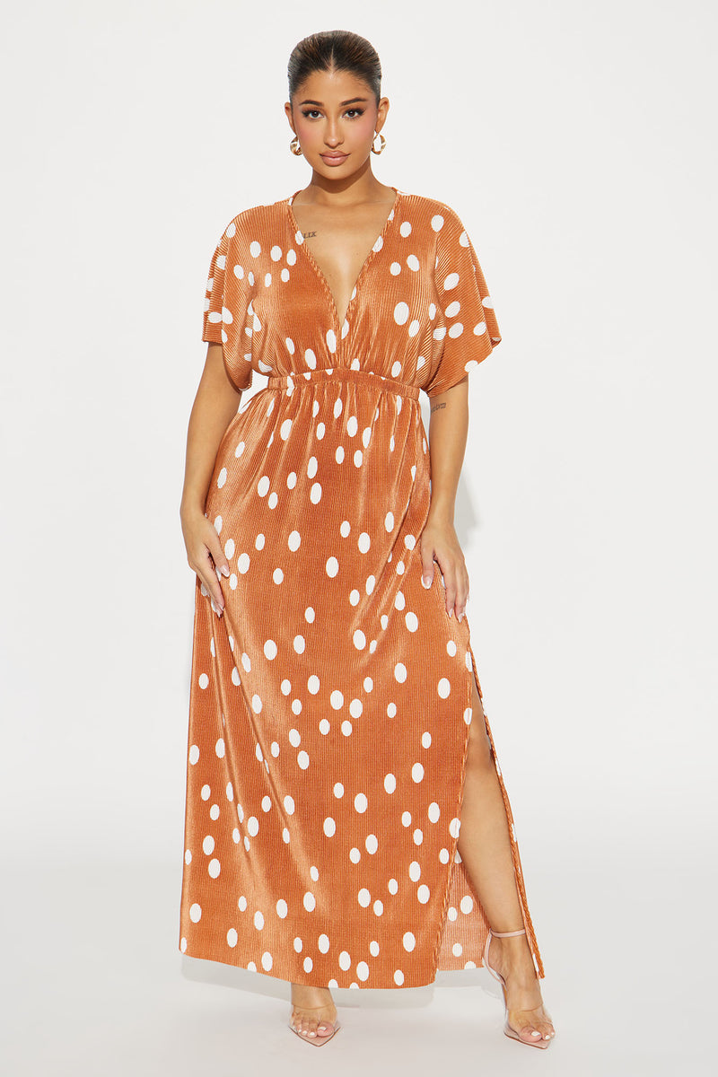 Summer In Europe Plisse Maxi Dress Bronze Fashion Nova, Dresses