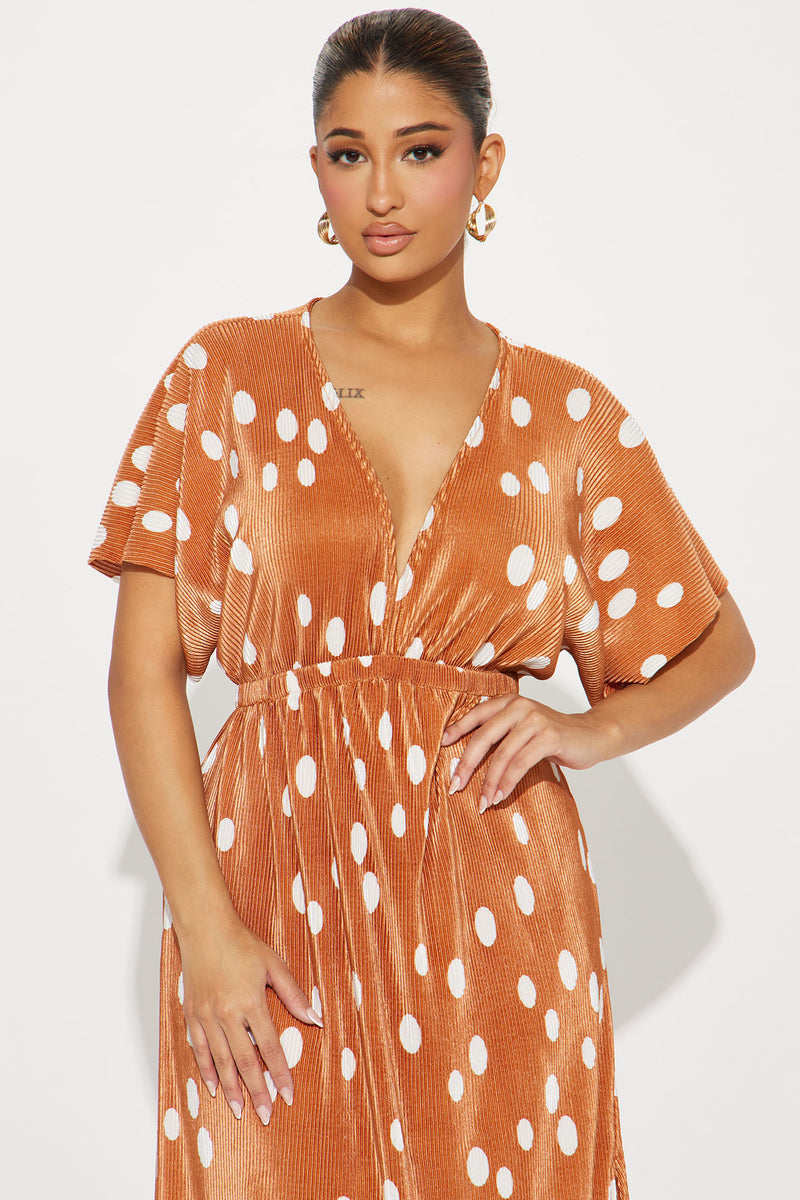 Bronze polka dot store dress