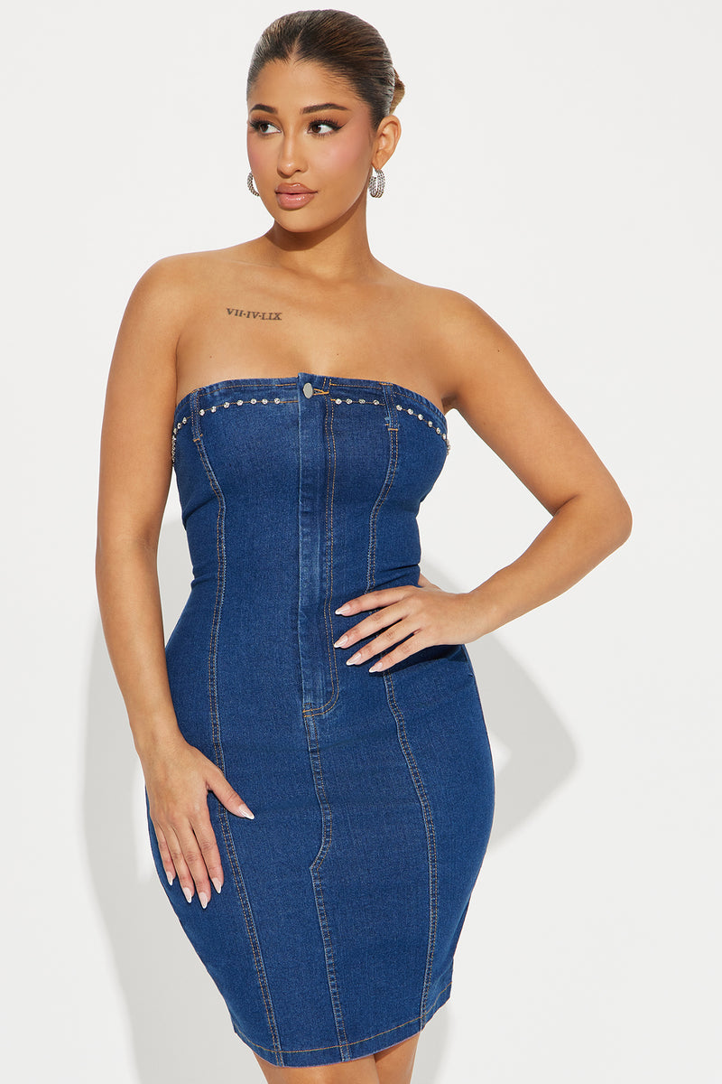 Kimmy Denim Mini Dress Dark Wash