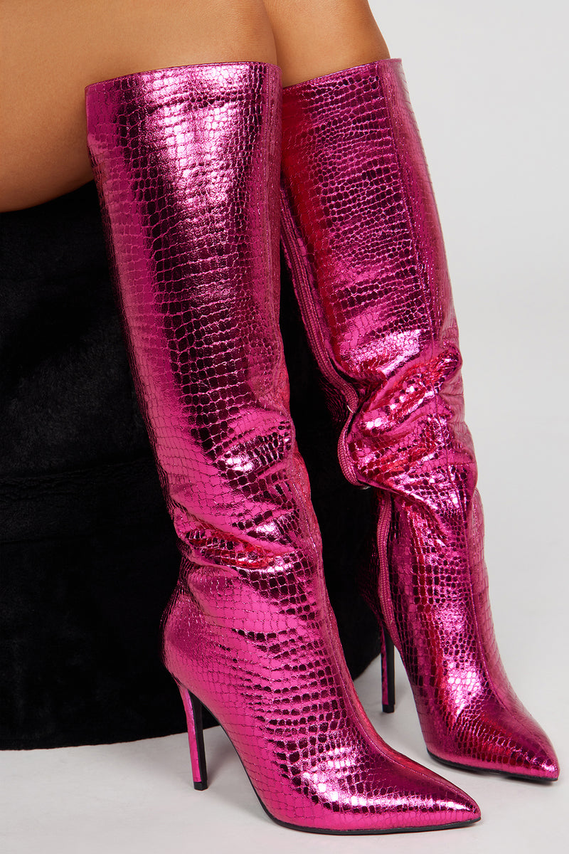 Fuchsia thigh 2024 high boots