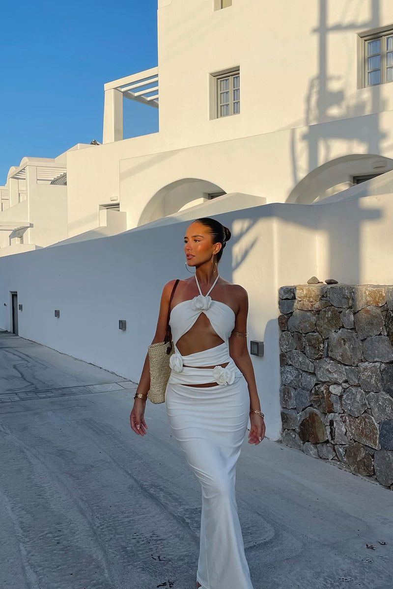 White cut out maxi dress new arrivals