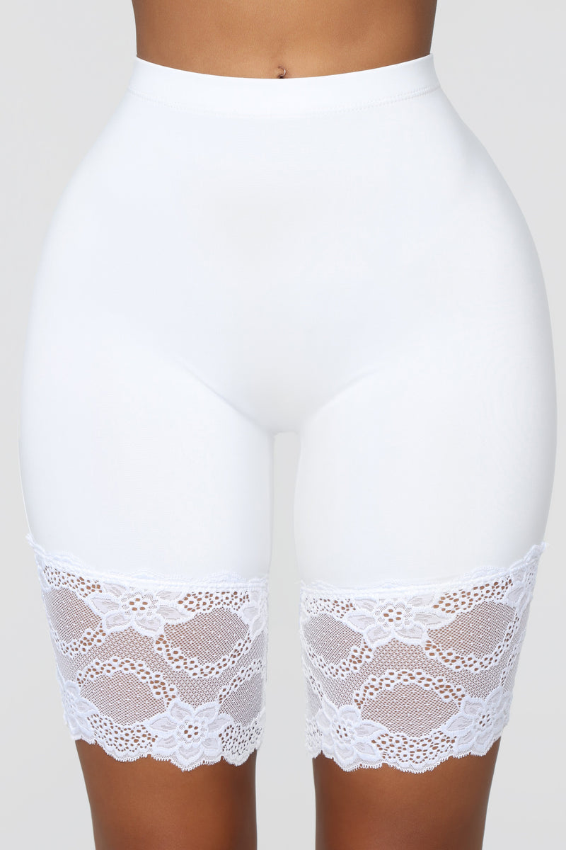 White lace biker shorts hot sale