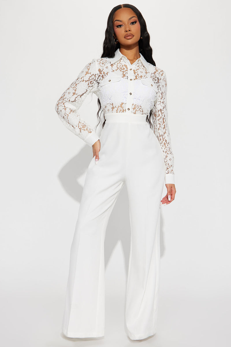 Fashion nova shop white lace jumpsuit