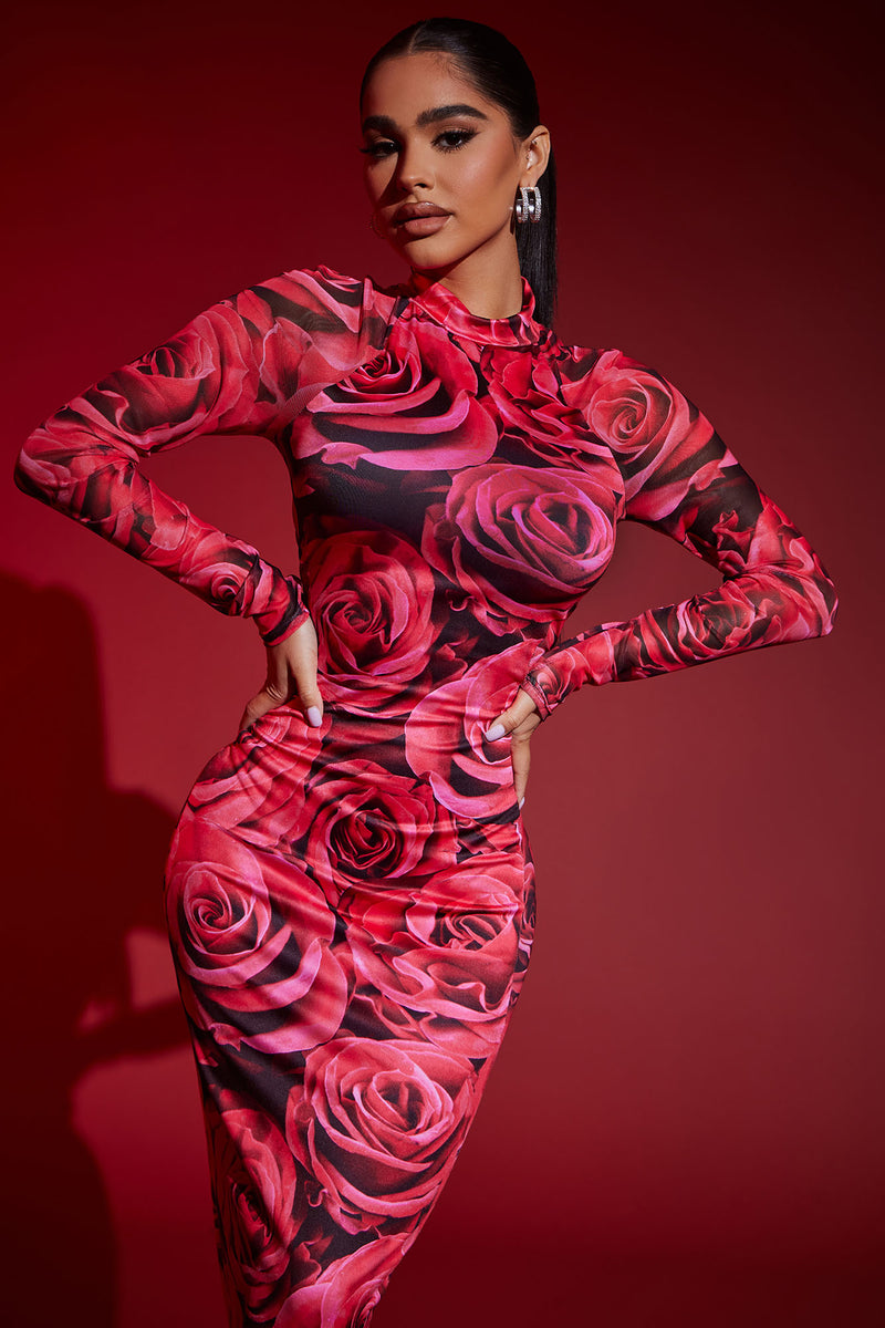 Red long sleeve dress fashion nova top
