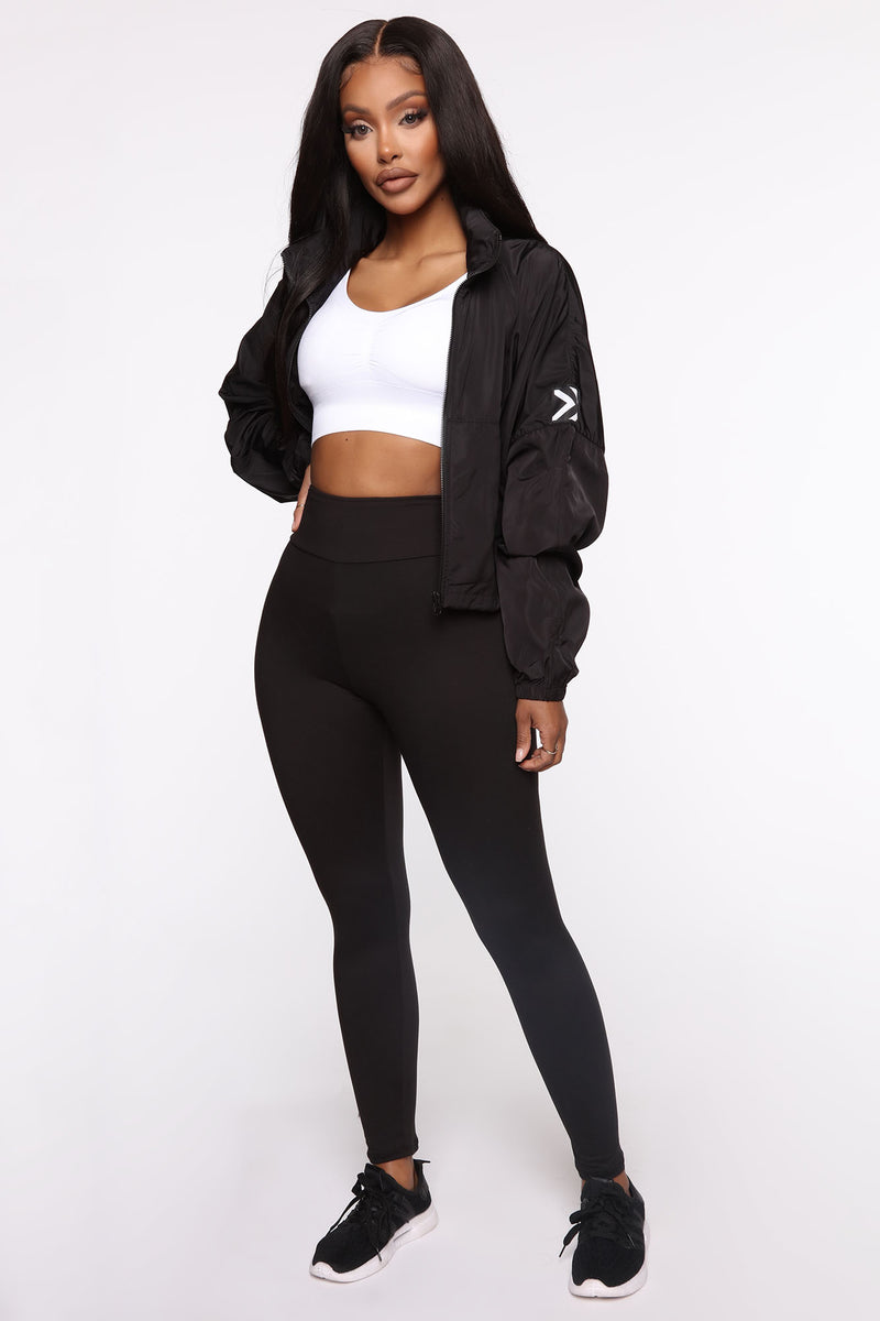 True Fitness Performance Zip Up Jacket With Hidden Hood Black