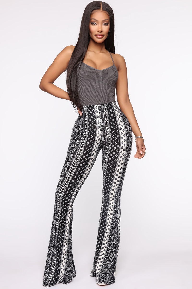 Boho Babe Flare Pant - Black/White, Fashion Nova, Pants