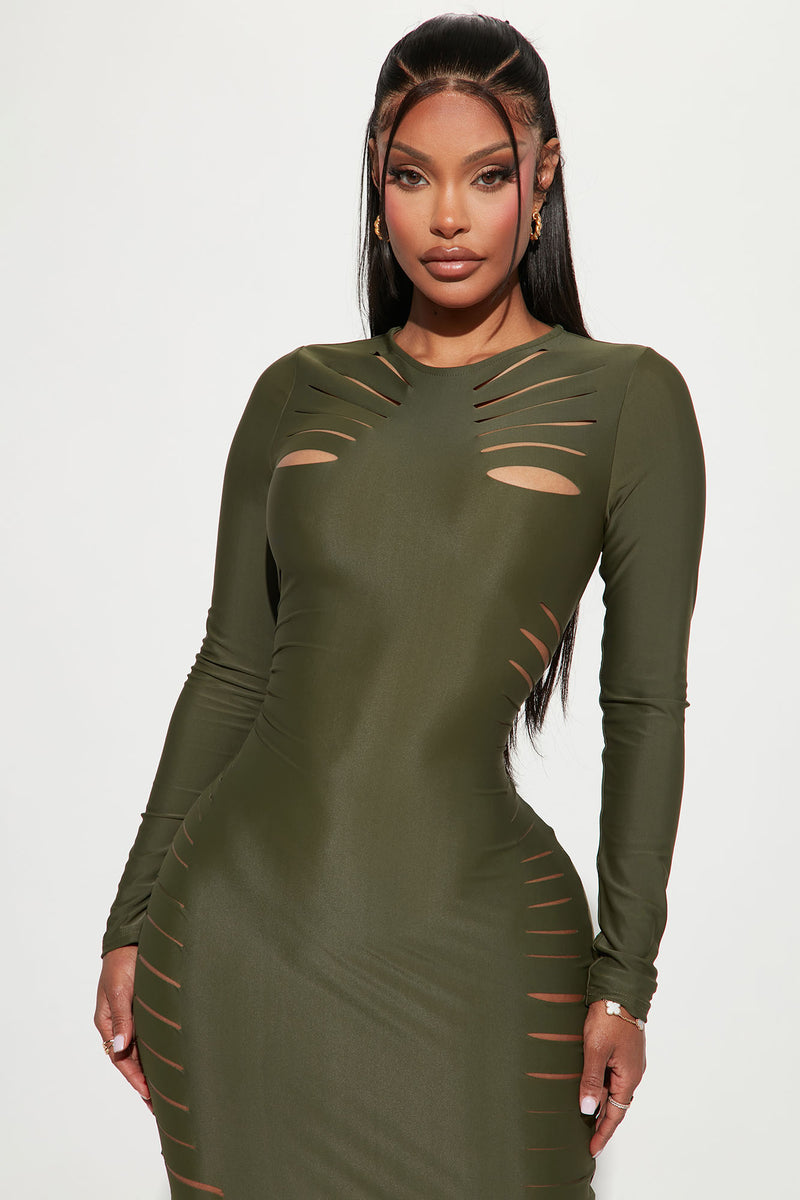 Melissa Distressed Maxi Dress Olive Fashion Nova Dresses