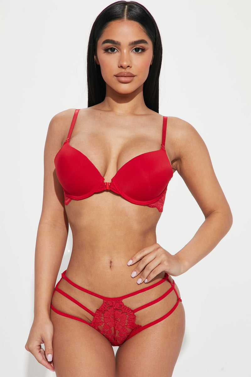 Take A Bow Lace Strappy Panty Red Fashion Nova Lingerie