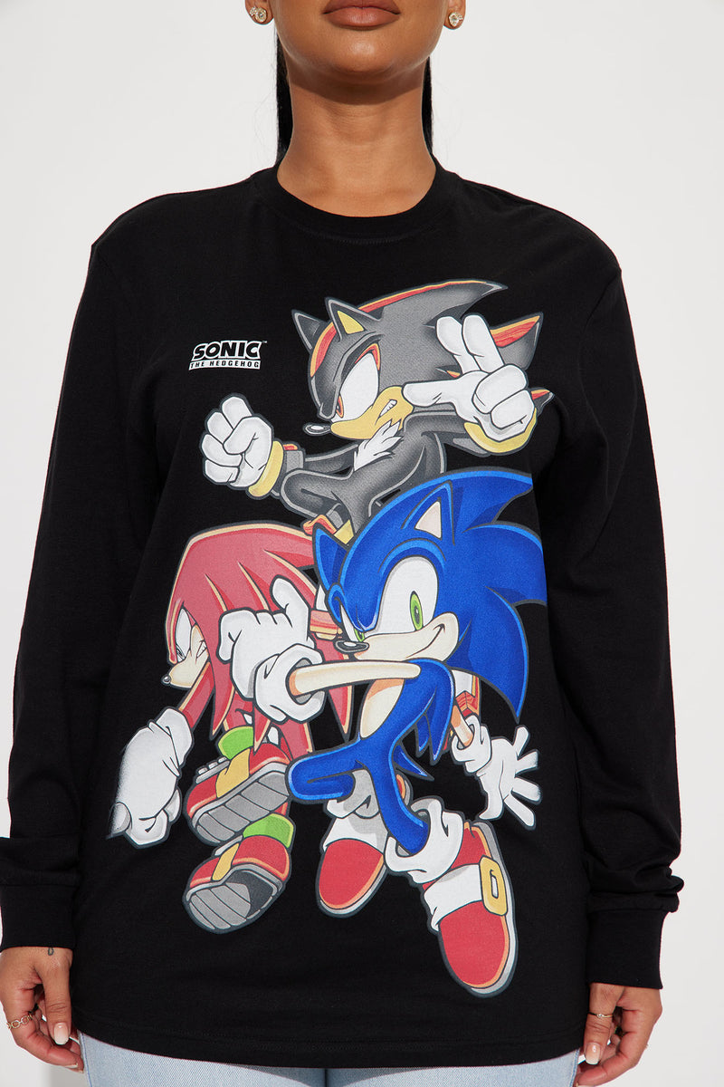 Sonic the Hedgehog Long Sleeve Graphic Tee - Black | Fashion Nova ...
